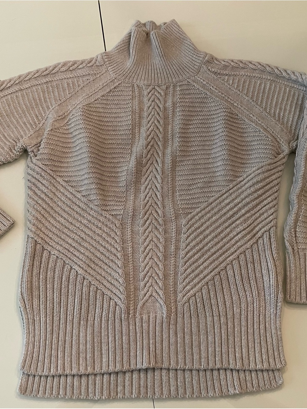 Banana Republic Cable-Knit Turtleneck Sweater - Light Beige